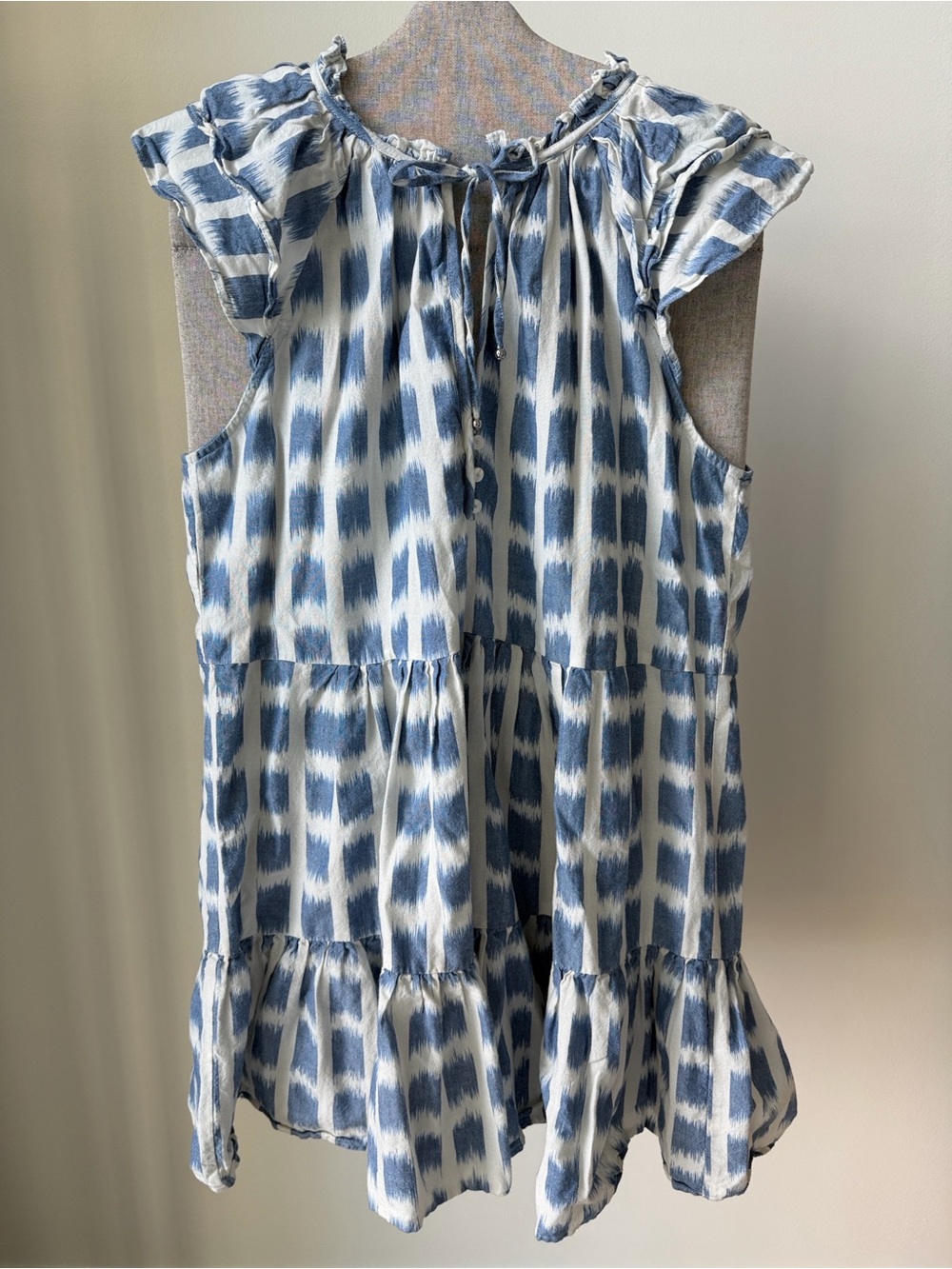 Veronica Beard Tiered Tie-Neck Sleeveless Dress